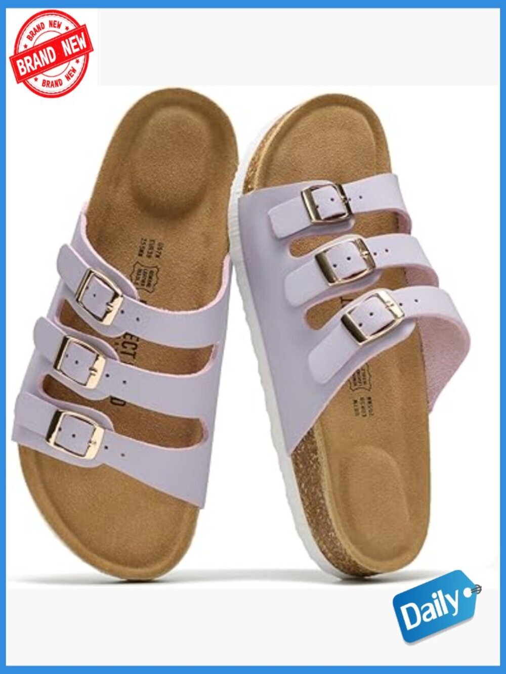 Genuine Leather Slide Sandals Memory Foam Summer Beach